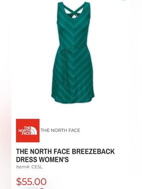 The North Face Teal Chevron-Striped Sleeveless Mini Dress with Tie Waist